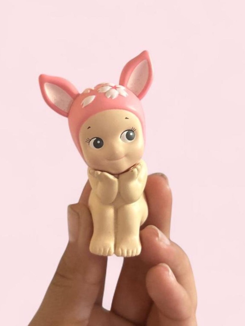 Pink Bunny-Ear Poseable Baby Figurine Kids Toy